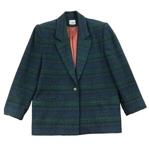 Vintage Moda Petite Blazer Aztec Metal Button Wool Blend 14